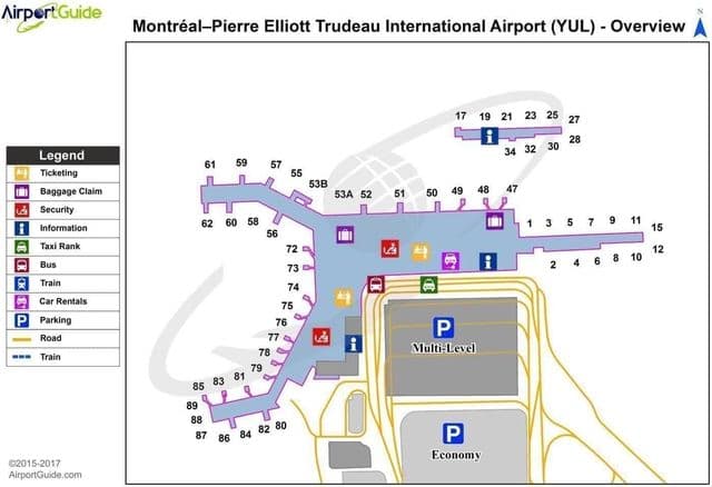 Montreal luchthaven terminal kaart