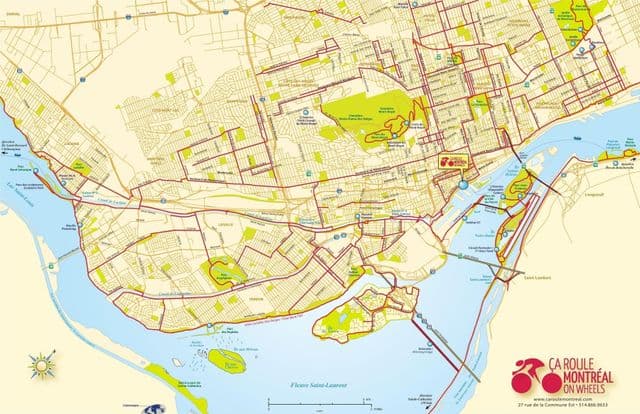 Montreal fietsstrook kaart