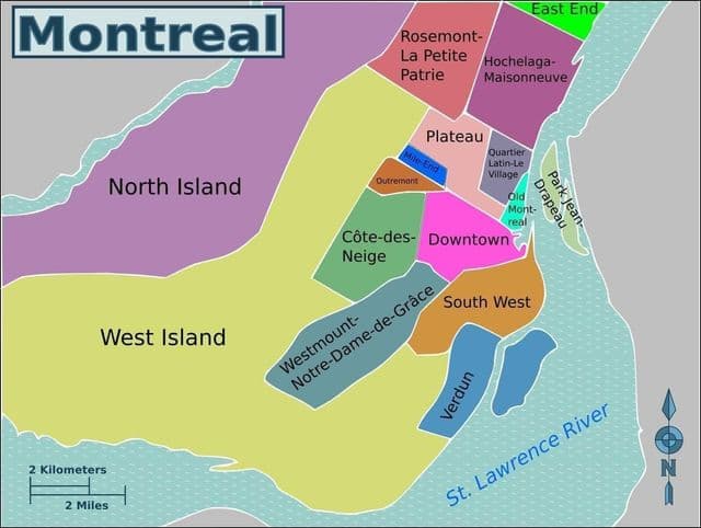 Montreal wijk kaart