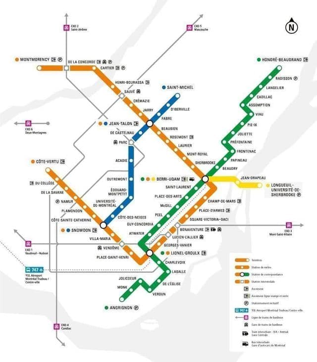 Montreal metro stations kaart