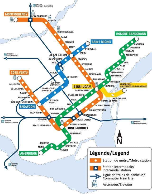 Montreal metro station kaart