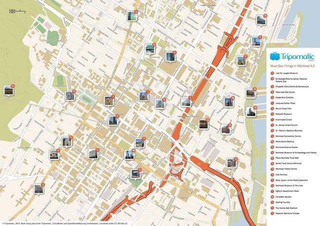 Montreal sightseeing kaart