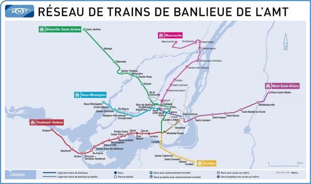 Montreal treinstations kaart