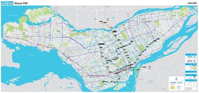 Montreal vervoer kaart